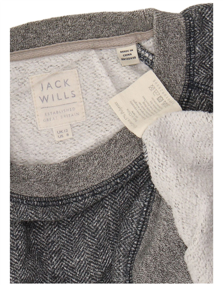 JACK WILLS Sweat-shirt court pour femme UK 12 Bleu marine moyen moucheté