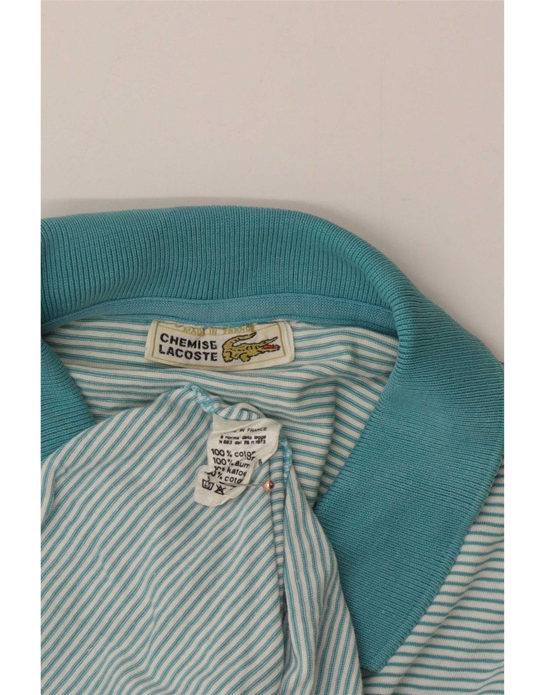 Polo Lacoste Homme Bleu Moyen Rayé Coton