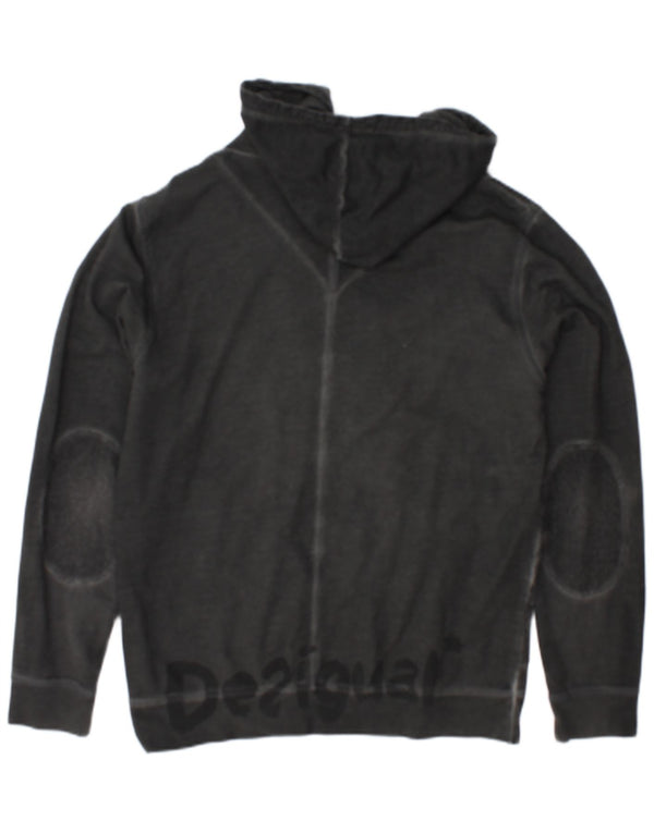 Desigual Pull à capuche boutonné pour homme en coton gris Taille L
