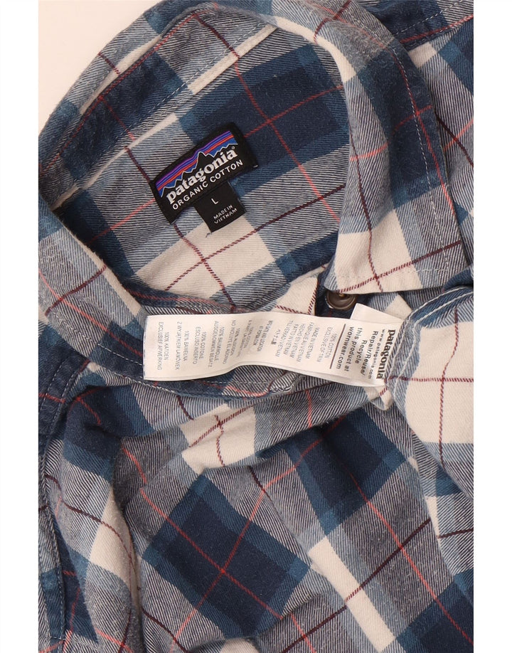 Patagonia Chemise en flanelle pour hommes, grand carreaux en coton bleu