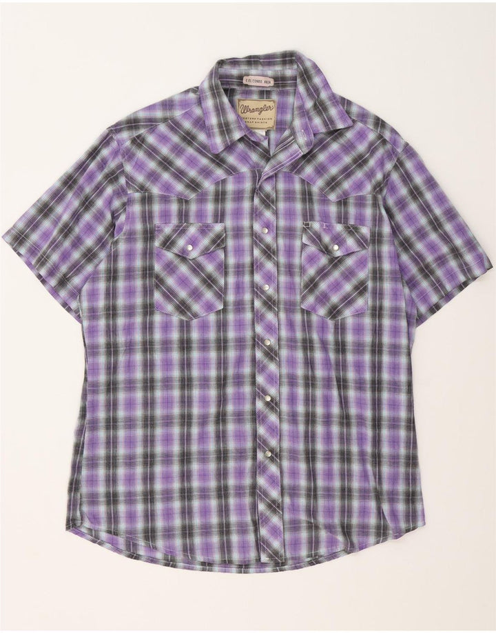 Wrangler Chemise à Manches Courtes Homme Violet Moyen à Carreaux