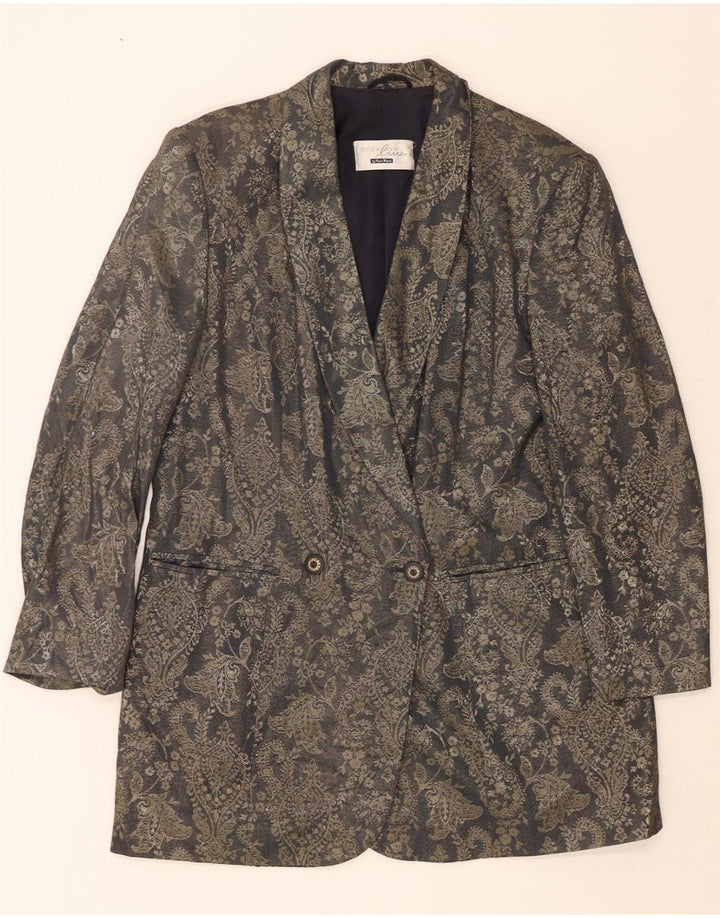 VERA MONT Womens Double Breasted Blazer Jacket UK 16 Large Grey Paisley Vintage Vera Mont and Second-Hand Vera Mont from Messina Hembry 