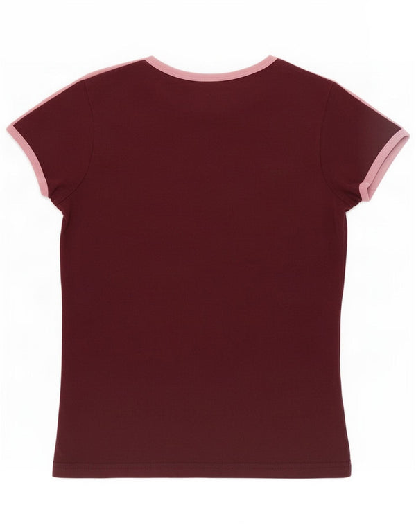 Puma T-shirt graphique pour femme UK 10 Small Bordeaux Colourblock