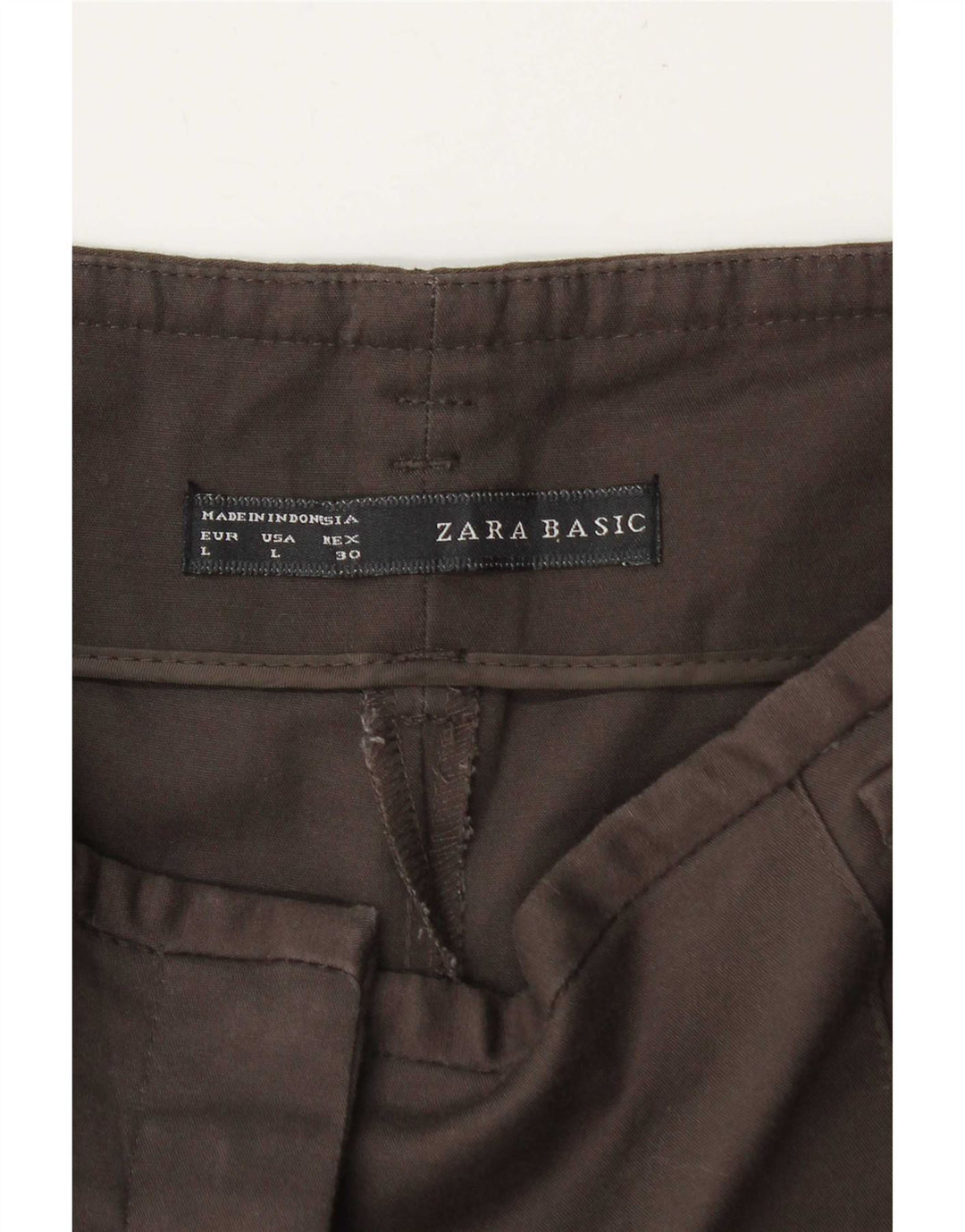 Zara Pantalon Chino Pegged Femme Large W34 L27 Marron