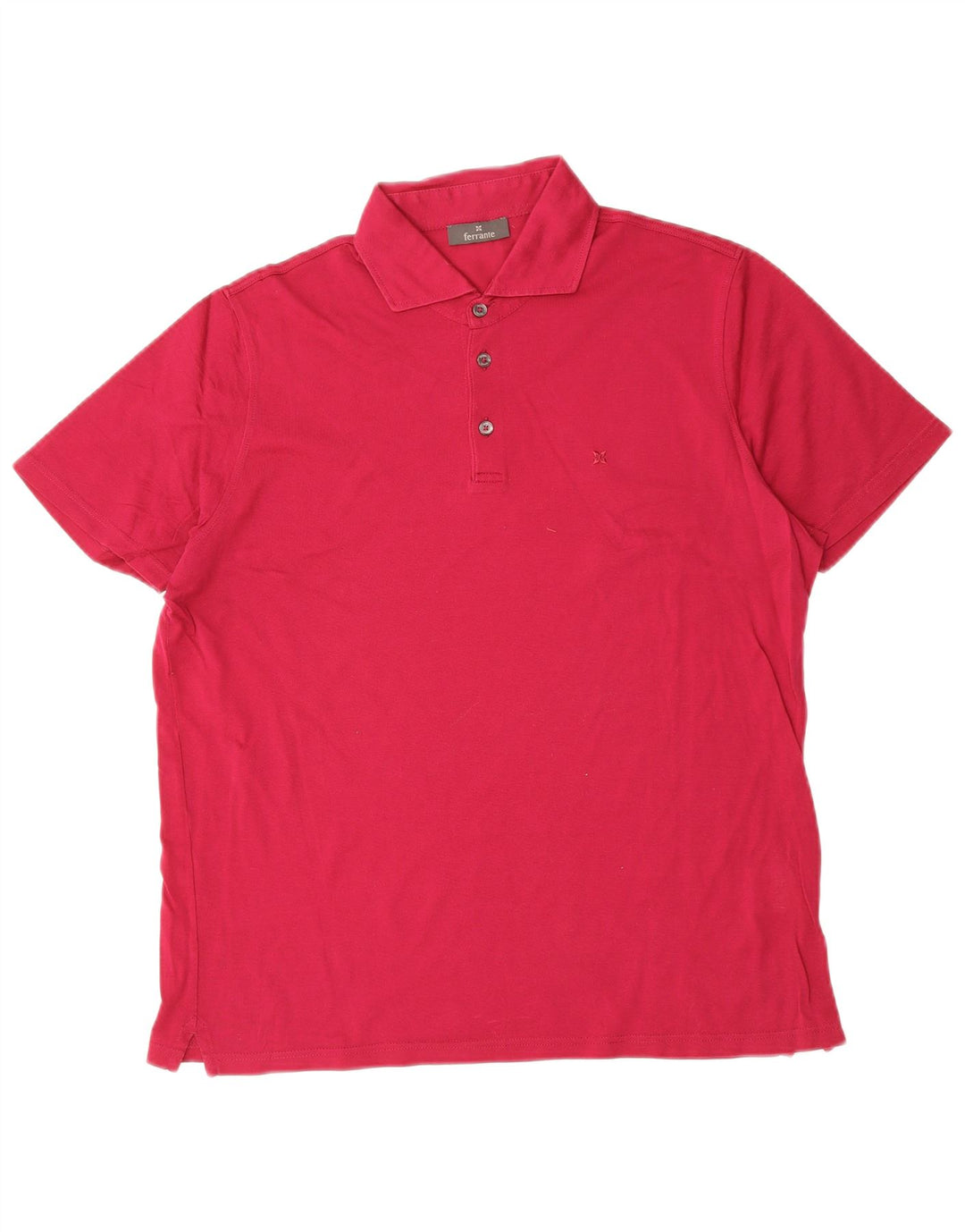 FERRANTE Mens Polo Shirt IT 50 Medium Pink Cotton