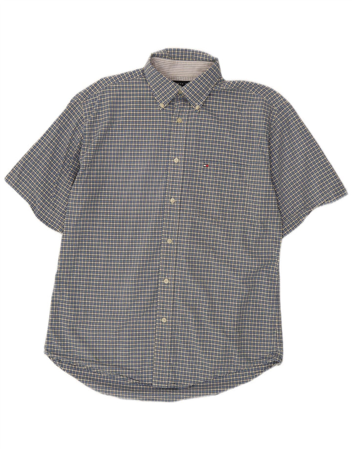 Tommy Hilfiger Chemise à manches courtes homme en coton à carreaux bleu moyen