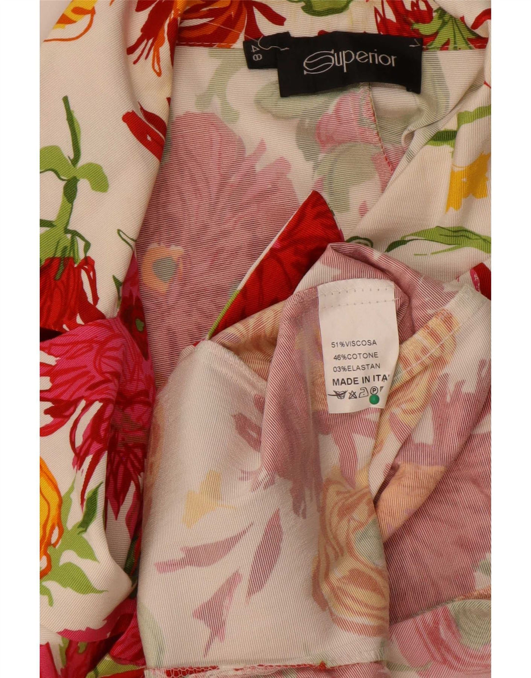 Superior Veste blazer à 3 boutons et manches 3/4 pour femme IT 48 XL Blanc Floral