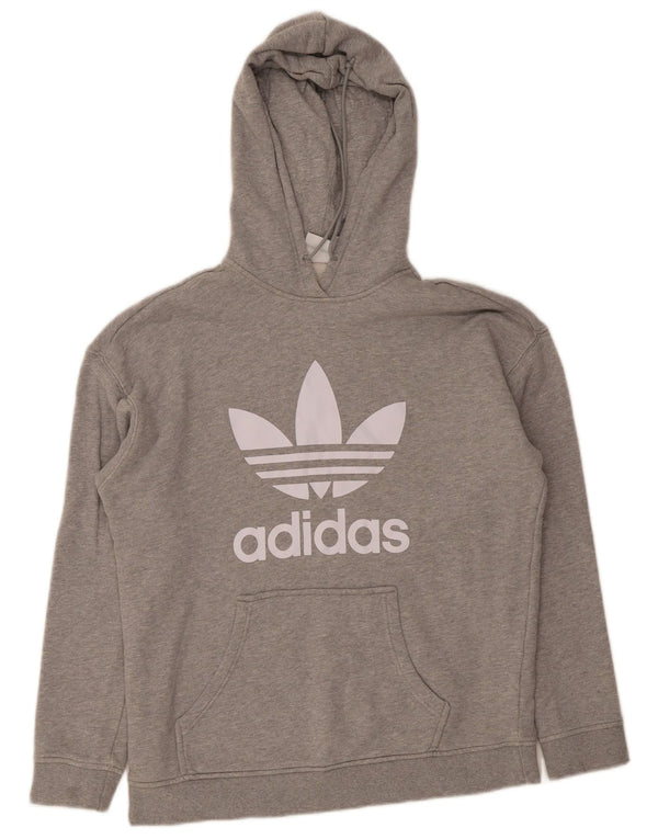 Adidas Pull à capuche graphique pour femme UK 12 Gris moyen en coton moucheté