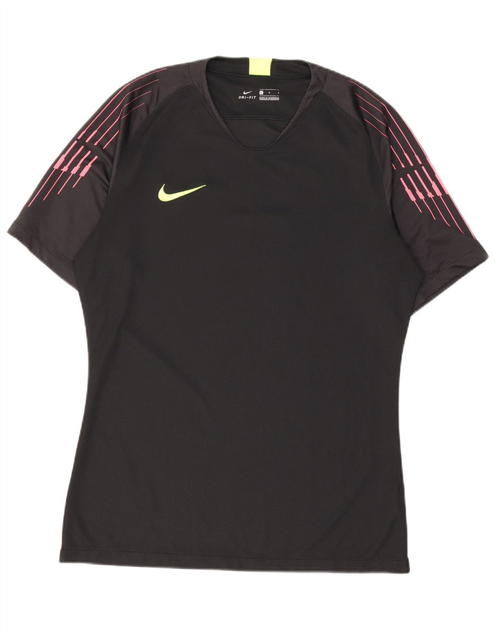 Nike Hommes Dri Fit T-Shirt Haut Large Noir Rayé Polyester