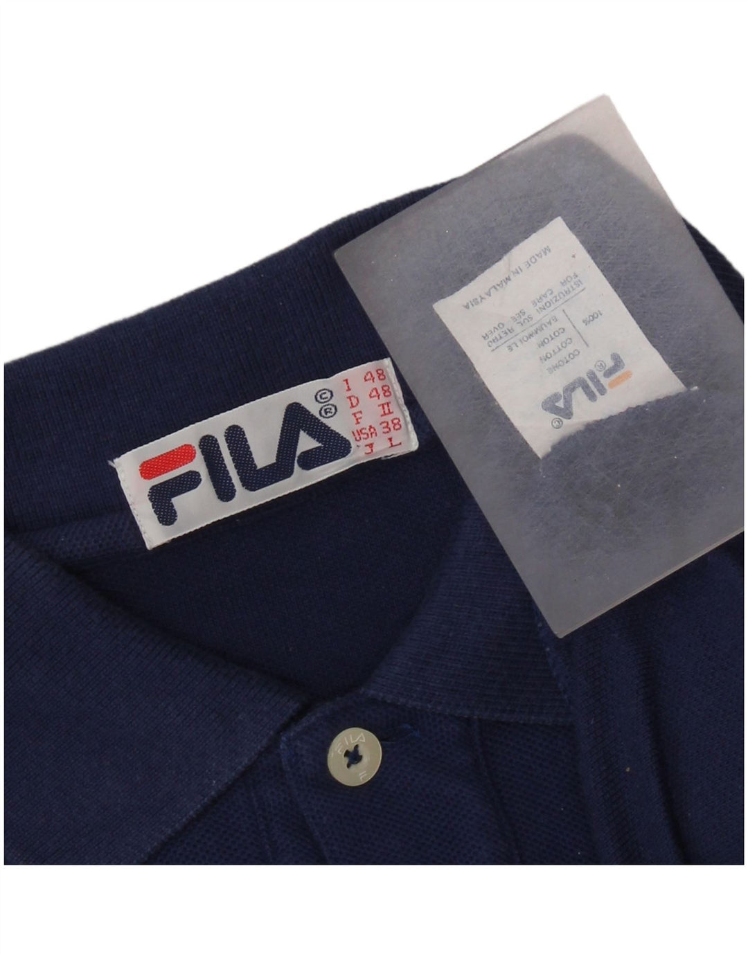 FILA Polo à Manches Longues Homme IT 48 Bleu Marine Moyen Coton