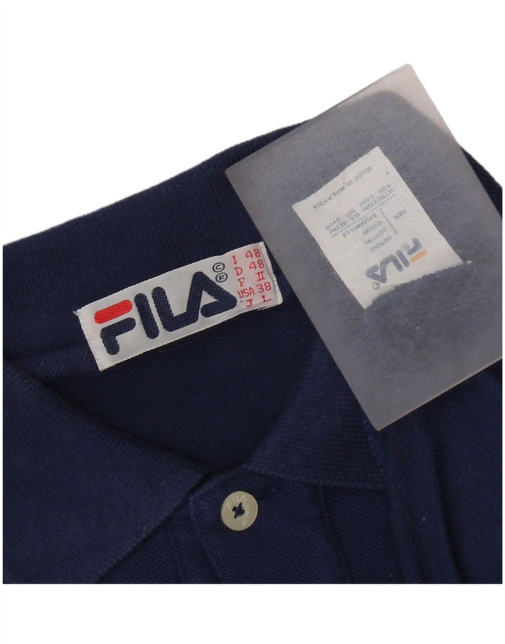 FILA Polo à Manches Longues Homme IT 48 Bleu Marine Moyen Coton