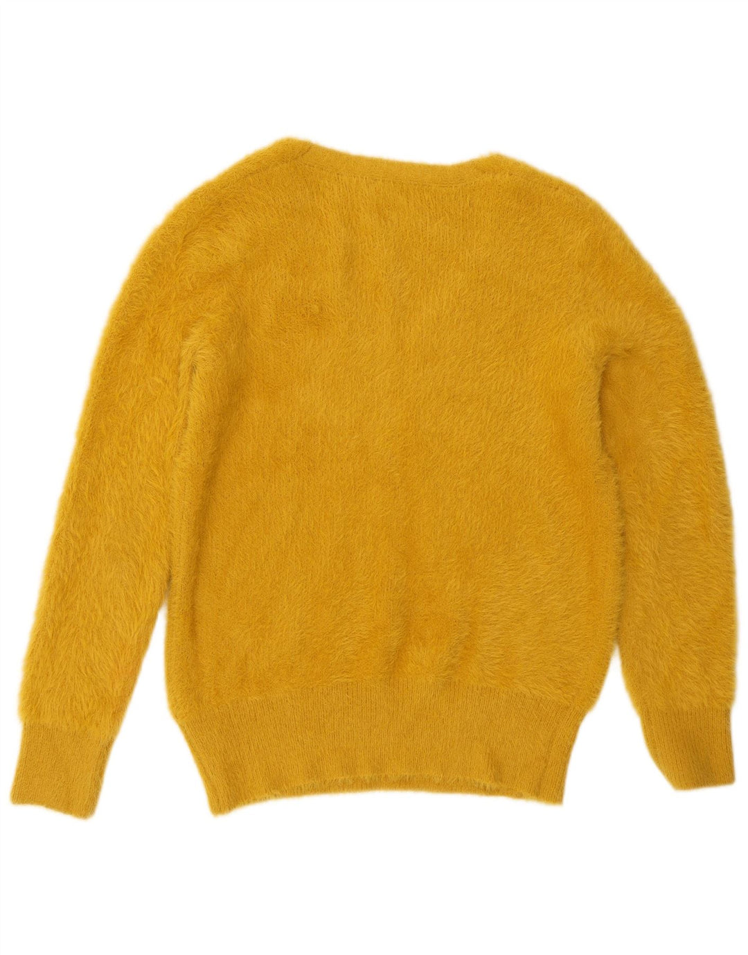 Marks & Spencer Pull col en V pour femme UK 44 Jaune moyen Polyamide