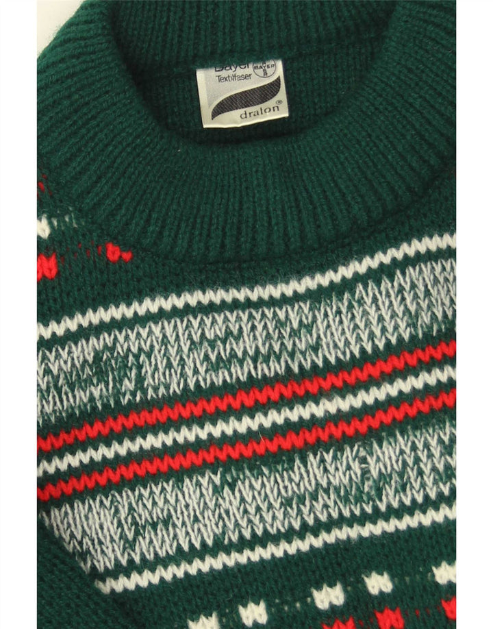 Dralon Pull à col rond pour homme Petit Vert Fair Isle Polyacrylique