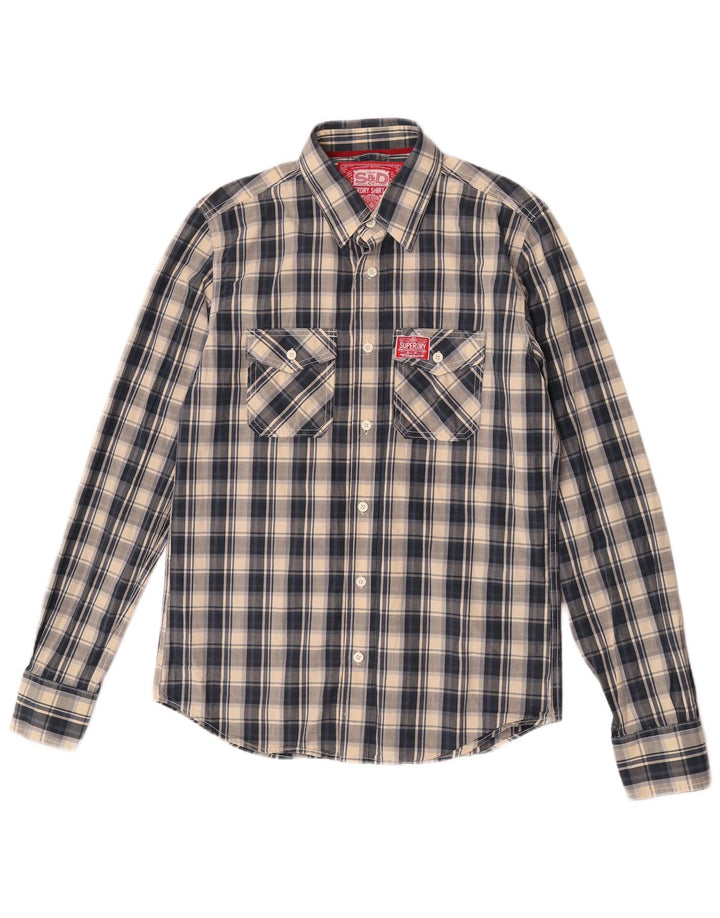 Superdry Chemise Homme Grand Carreau Bleu Coton