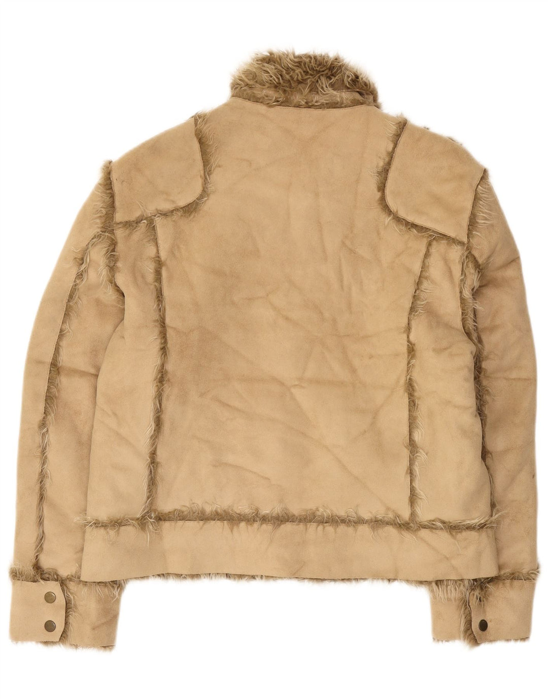 Zara Veste Sherpa Femme UK 16 Grand Acrylique Beige