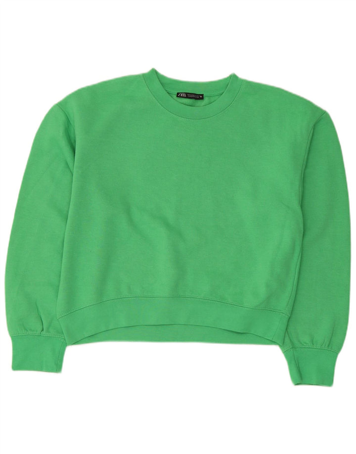 Zara Femme Sweat-shirt surdimensionné UK 10 Petit Vert Polyester