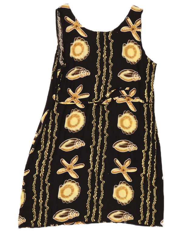 Robe fourreau sans manches à motif abstrait vintage pour femmes UK 18 XL Noir