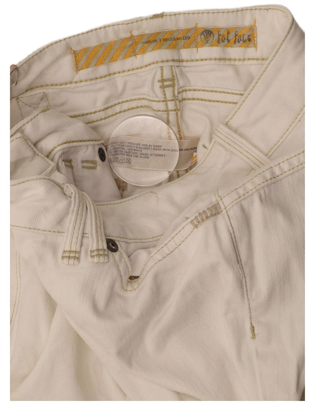 FAT FACE Jean droit taille basse pour femme UK 12 Medium W32 L31 Blanc