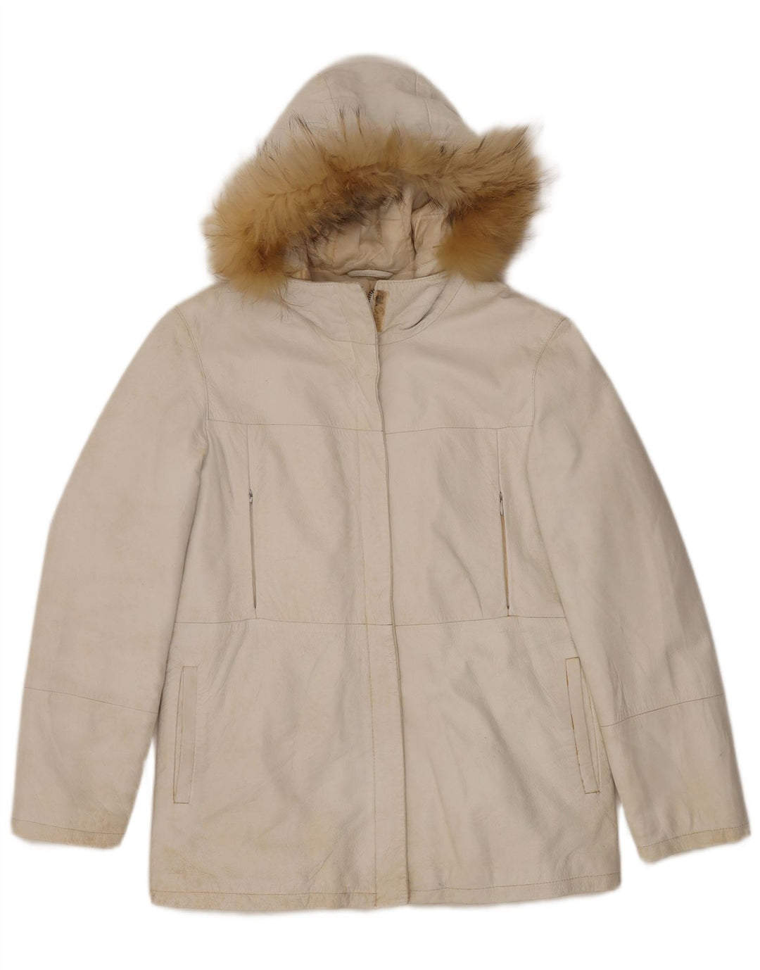 CONBIPEL Veste en cuir à capuche pour femme IT 42 Cuir blanc moyen
