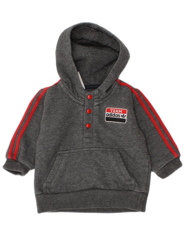 Adidas Pull à capuche graphique avec col boutonné pour bébé garçon 3-6 mois Gris moucheté