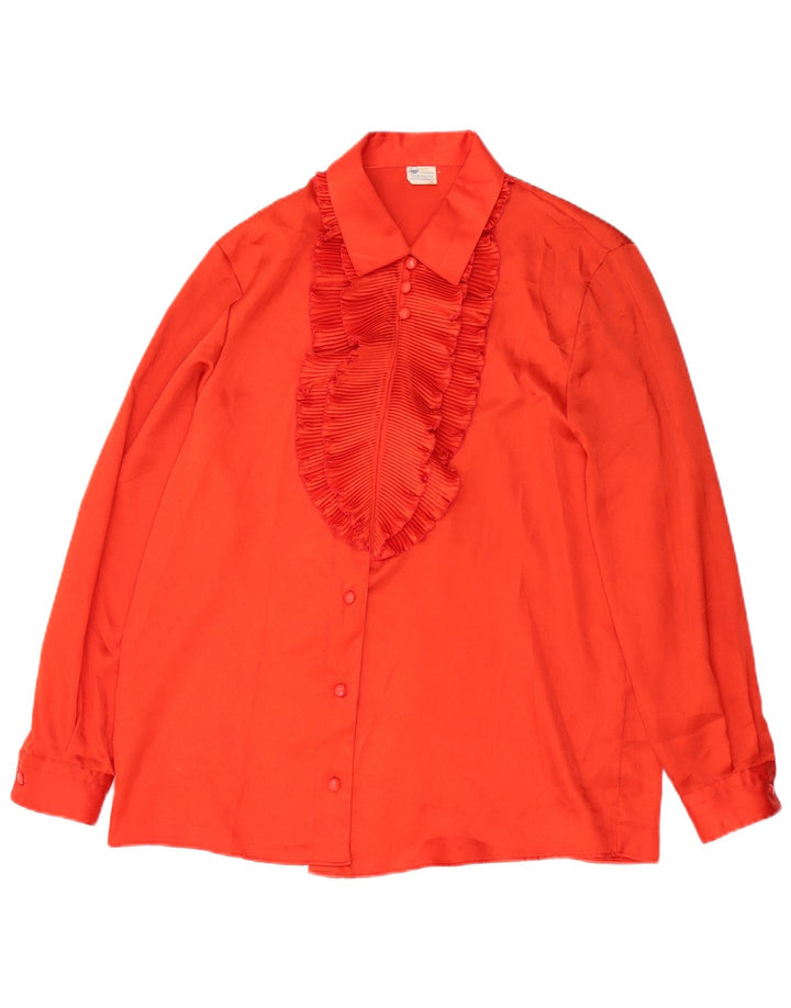 BIANCHI Chemisier à volants sur le devant pour femme UK 18 XL Rouge Polyester