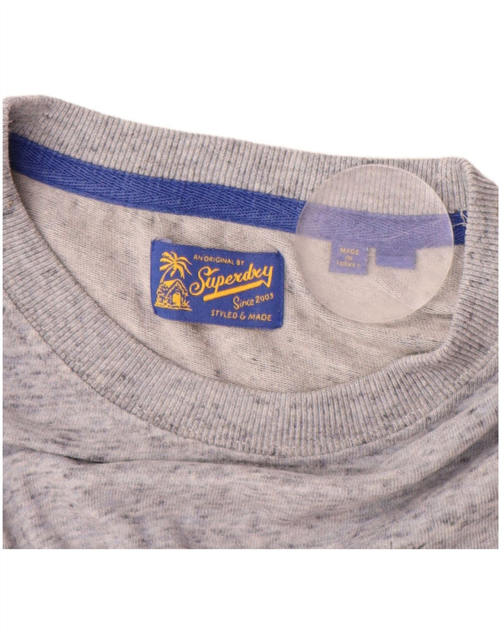 SUPERDRY T-Shirt Graphique Homme Gris Moyen Moucheté Coton