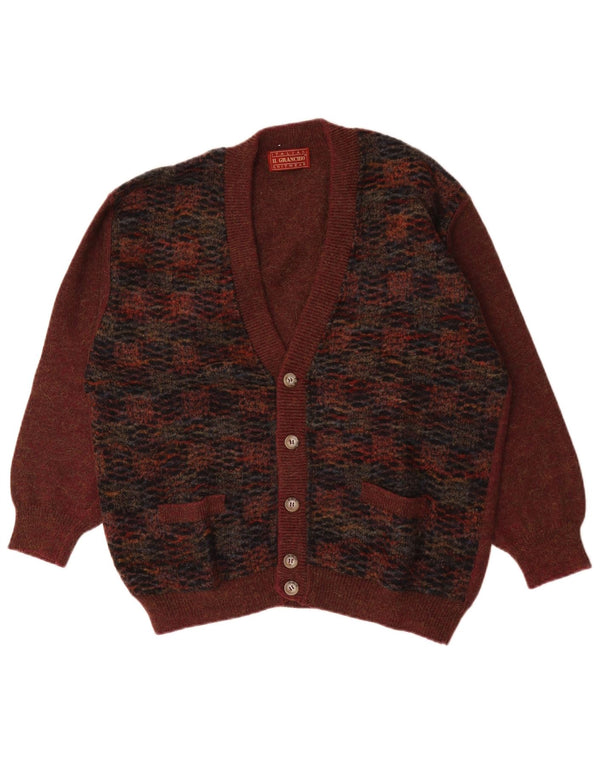 Il Granchio Cardigan Homme Pull Large Bordeaux Géométrique