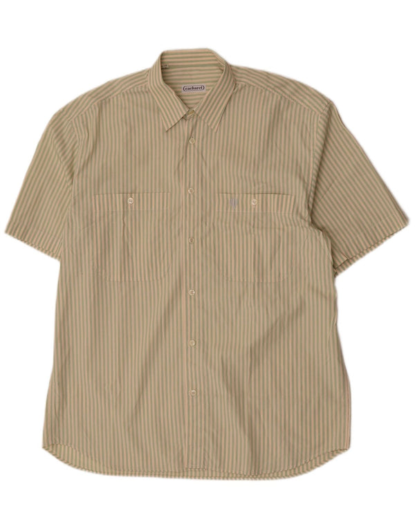 Cacharel Chemise à manches courtes pour homme Taille 41 16 Grand coton à fines rayures grises