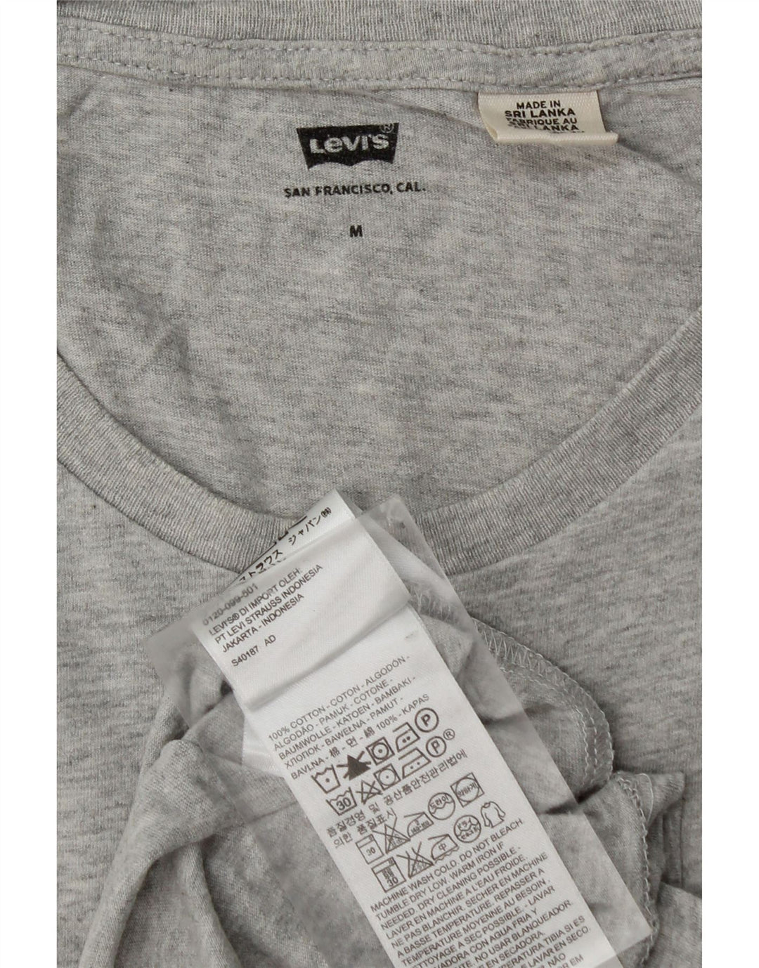 Levi's T-Shirt Top Homme Gris Moyen Moucheté Coton