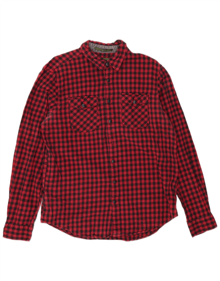 EDDIE BAUER Chemise haute en flanelle pour homme en coton vichy rouge