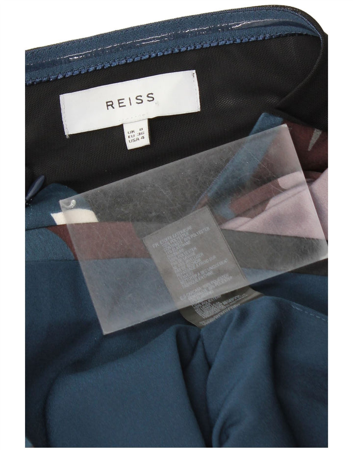 REISS Robe bustier à motif abstrait pour femme UK 8 Small Multicolore