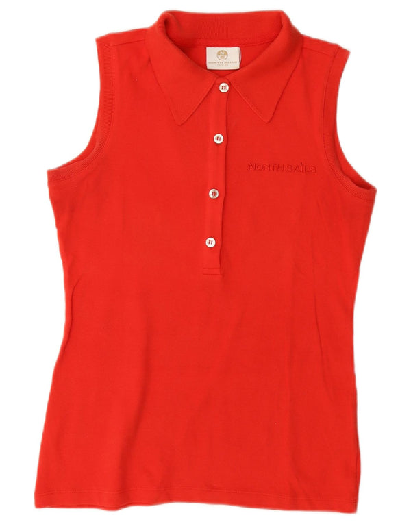 North Sails Polo graphique sans manches pour femme UK 6 XS Orange Coton