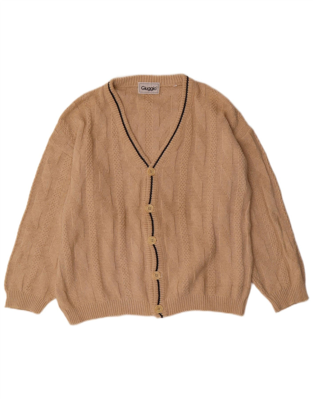 VINTAGE Pull Cardigan Homme Grand Coton Beige
