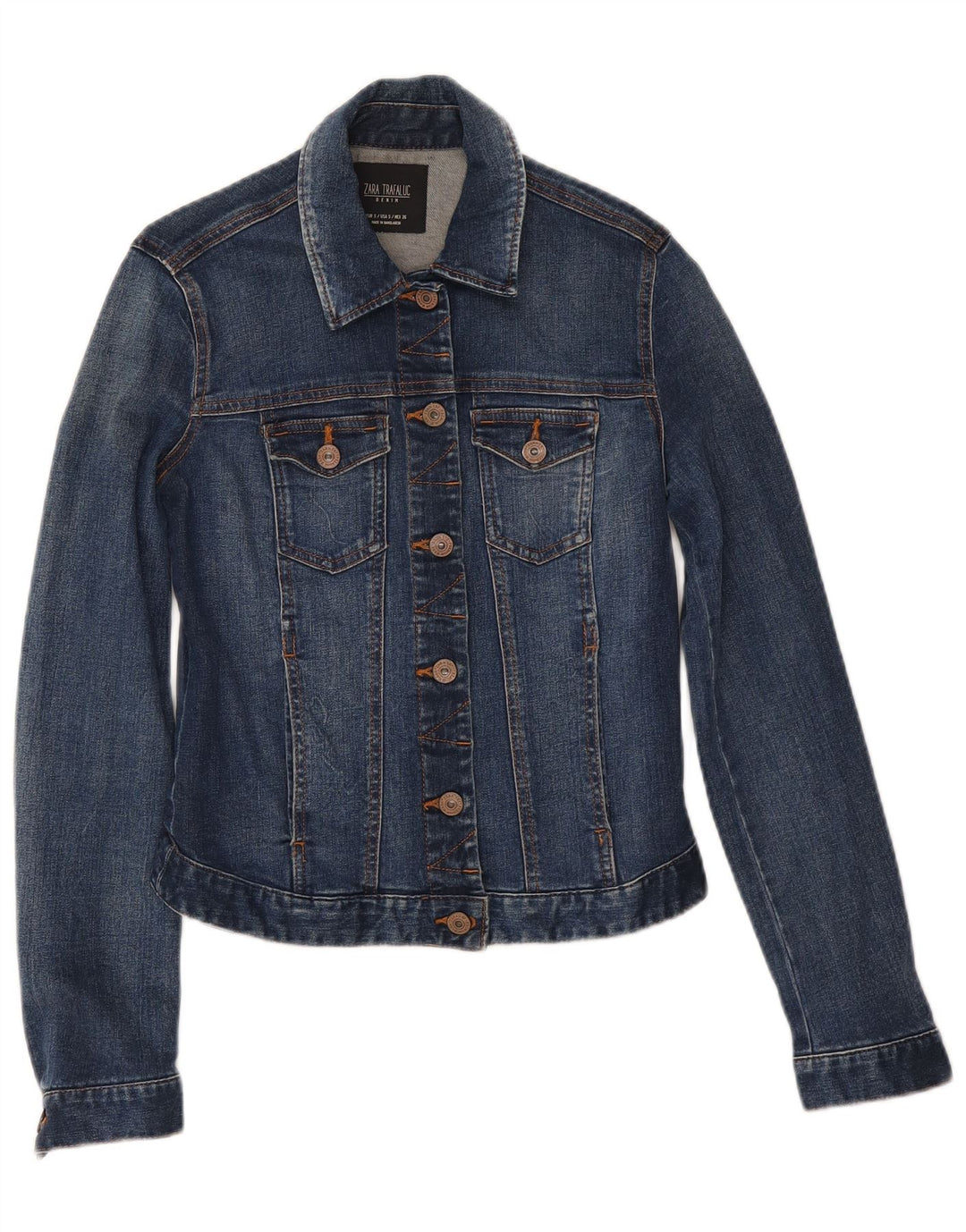 Zara Womens Crop Denim Jacket UK 10 Petit Bleu Coton