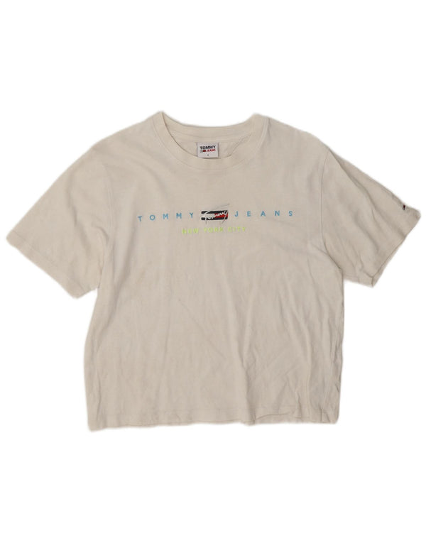 Tommy Hilfiger T-shirt graphique New York City pour femme UK 10 Small Blanc