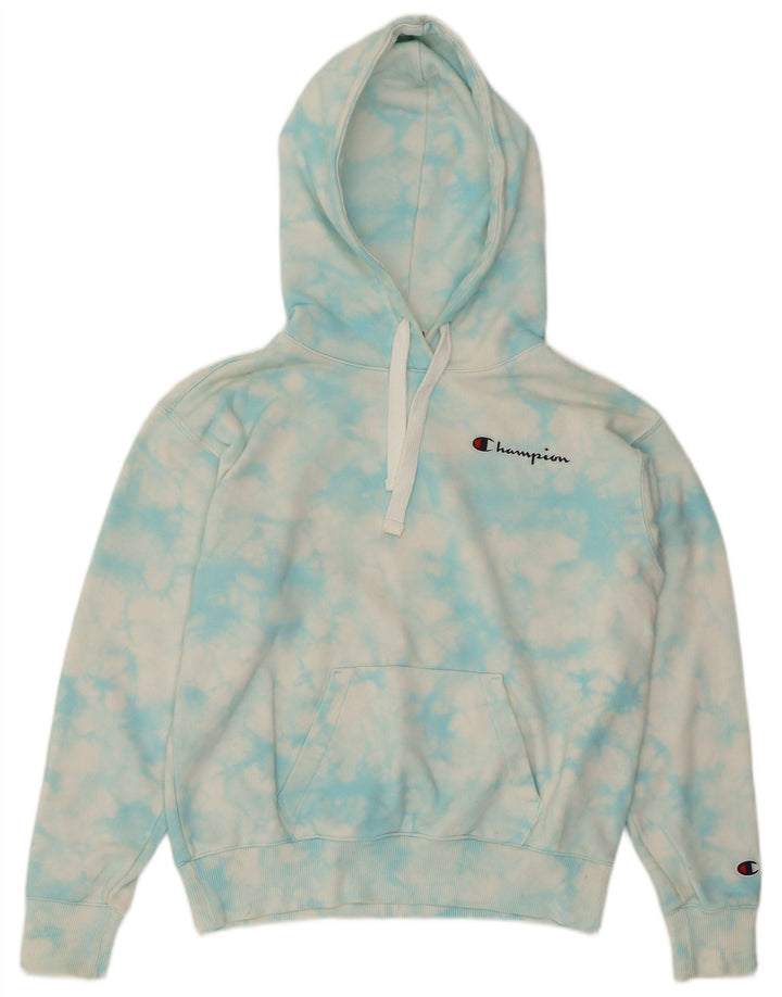 CHAMPION Pull à capuche surdimensionné pour femme UK 10 Petit Bleu Tie Dye Coton