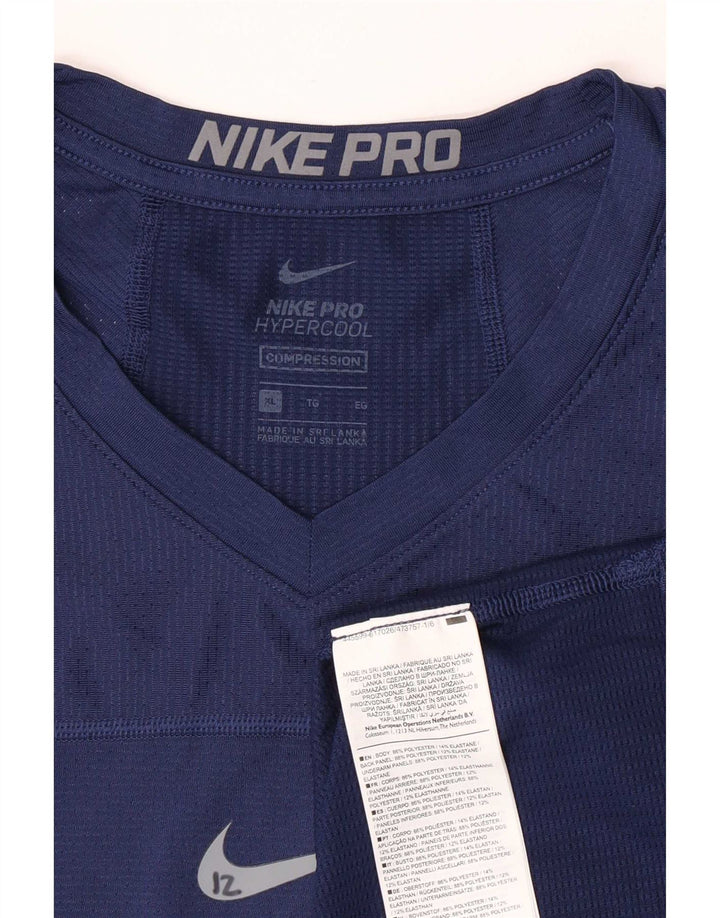 Nike Hommes Dri Fit Haut Manches Longues XL Bleu Marine Polyester