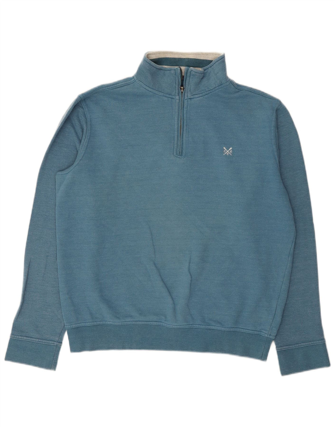 Crew Clothing Sweat-shirt à col zippé pour homme en coton bleu moyen