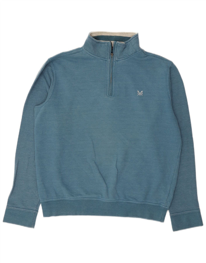 Crew Clothing Sweat-shirt à col zippé pour homme en coton bleu moyen