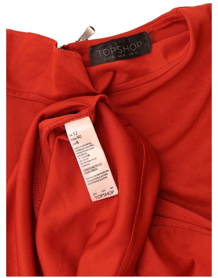 Topshop Robe T-Shirt Femme UK 12 Rouge Moyen Polyester