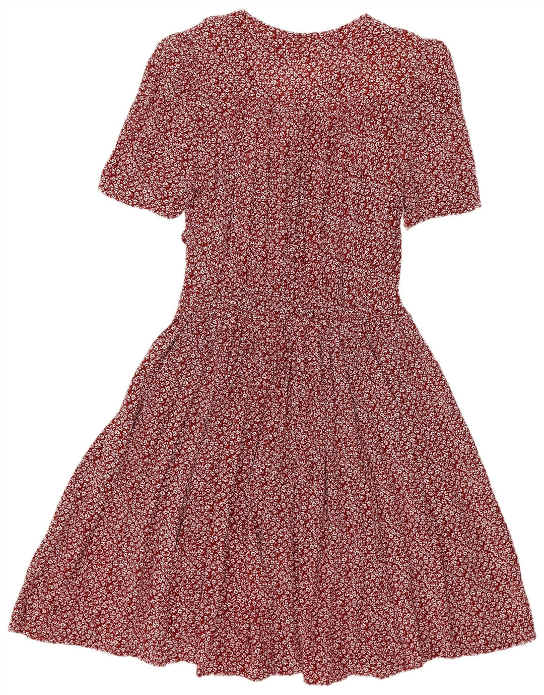 VINTAGE Robe Empire Femme UK 14 Grand Bordeaux Floral