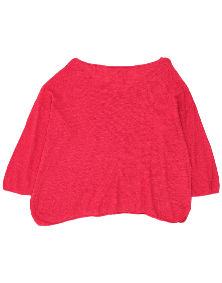 Benetton Pull surdimensionné à col bateau pour femme UK 14 en coton rose moyen