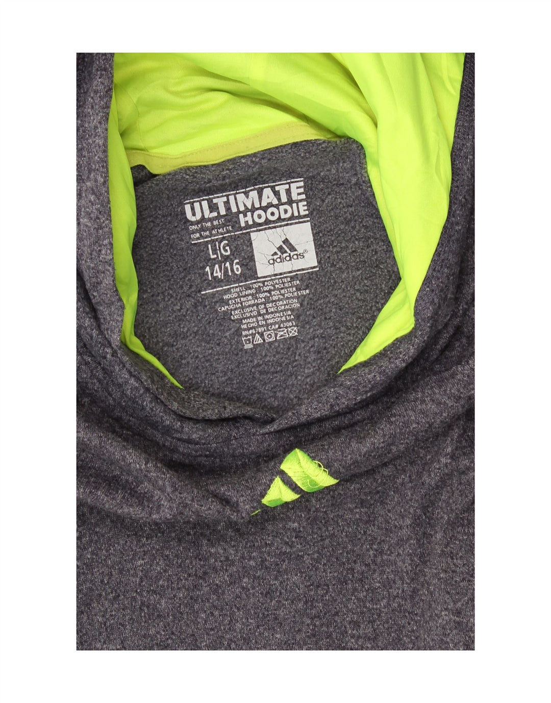 ADIDAS Boys Graphic Hoodie Jumper 14-15 Years Large Grey Polyester Vintage Adidas and Second-Hand Adidas from Messina Hembry 