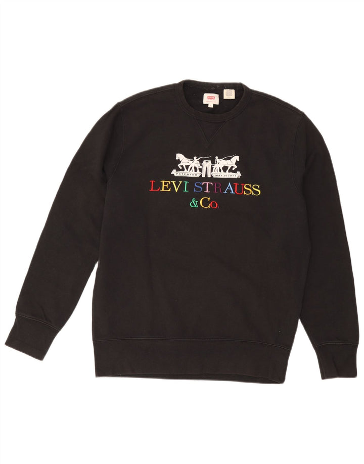 Levi's Graphic Sweatshirt Jumper Small Homme Noir Coton