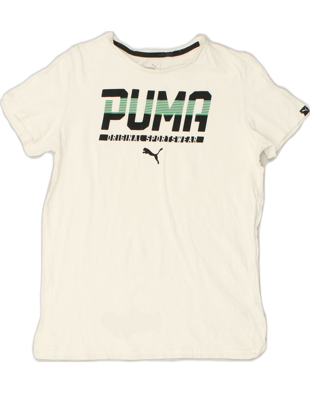 PUMA Boys Graphic T-Shirt Top 15-16 Years White Cotton | Vintage Puma | Thrift | Second-Hand Puma | Used Clothing | Messina Hembry 