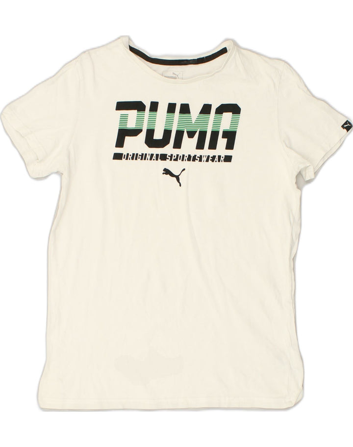 PUMA Boys Graphic T-Shirt Top 15-16 Years White Cotton | Vintage Puma | Thrift | Second-Hand Puma | Used Clothing | Messina Hembry 