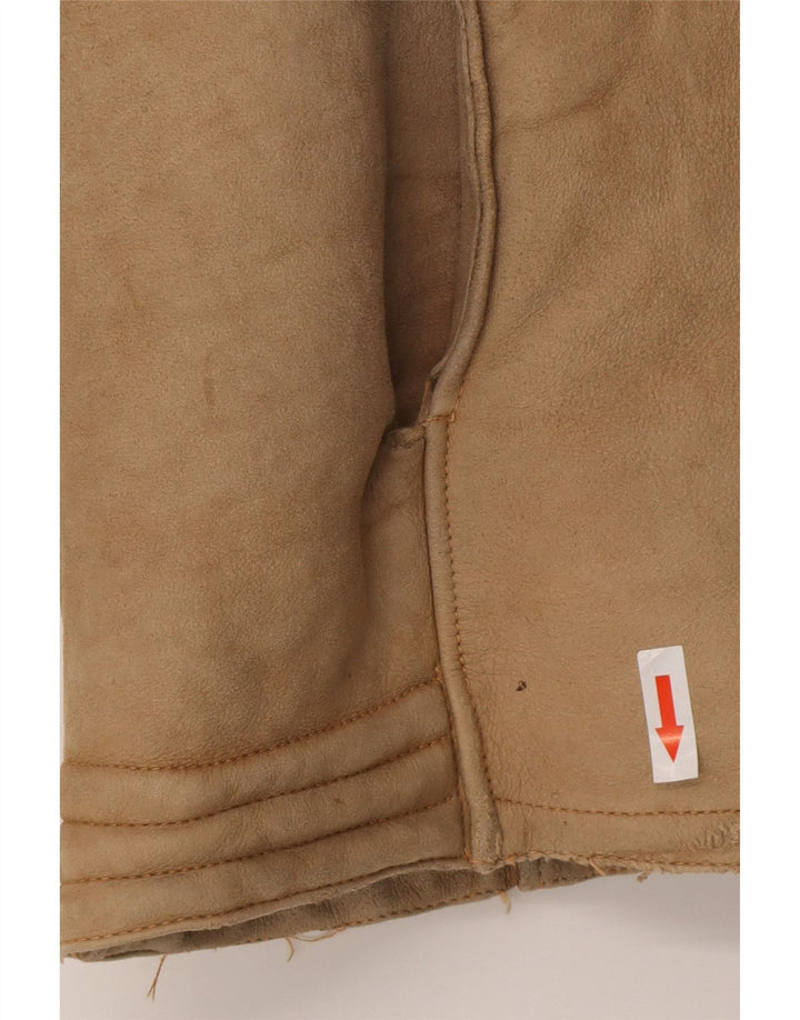 veste en peau de mouton vintage pour hommes UK 38 Brun moyen