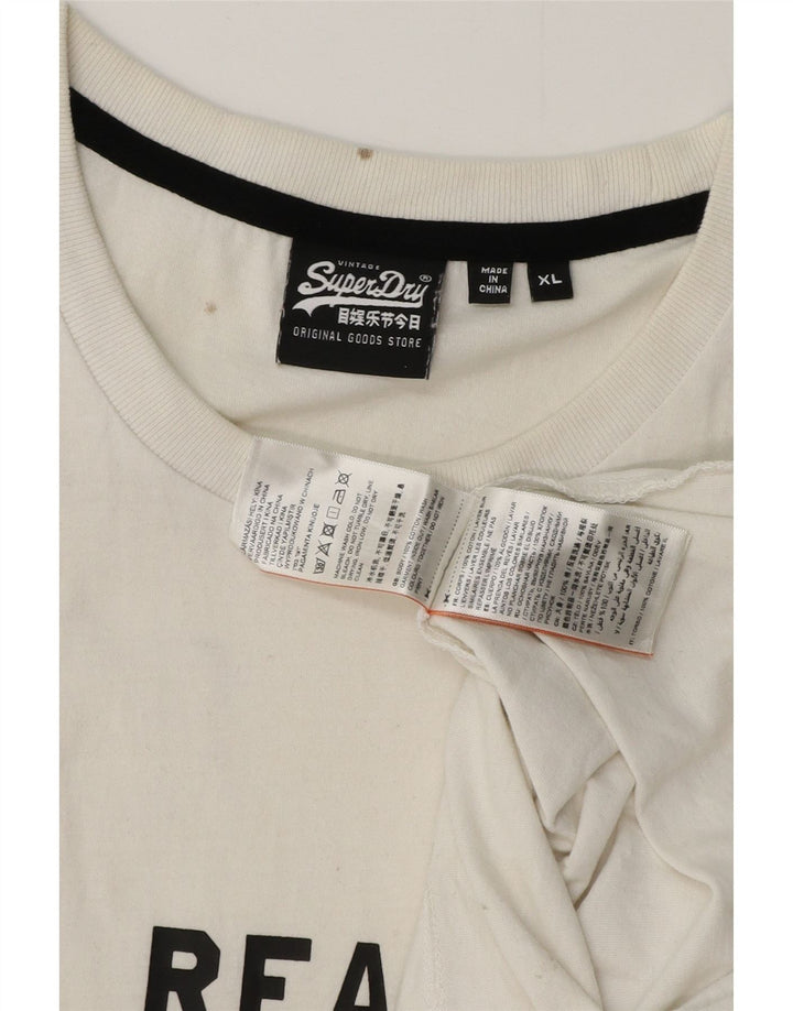 SUPERDRY T-Shirt Graphique Homme Top XL Blanc Coton