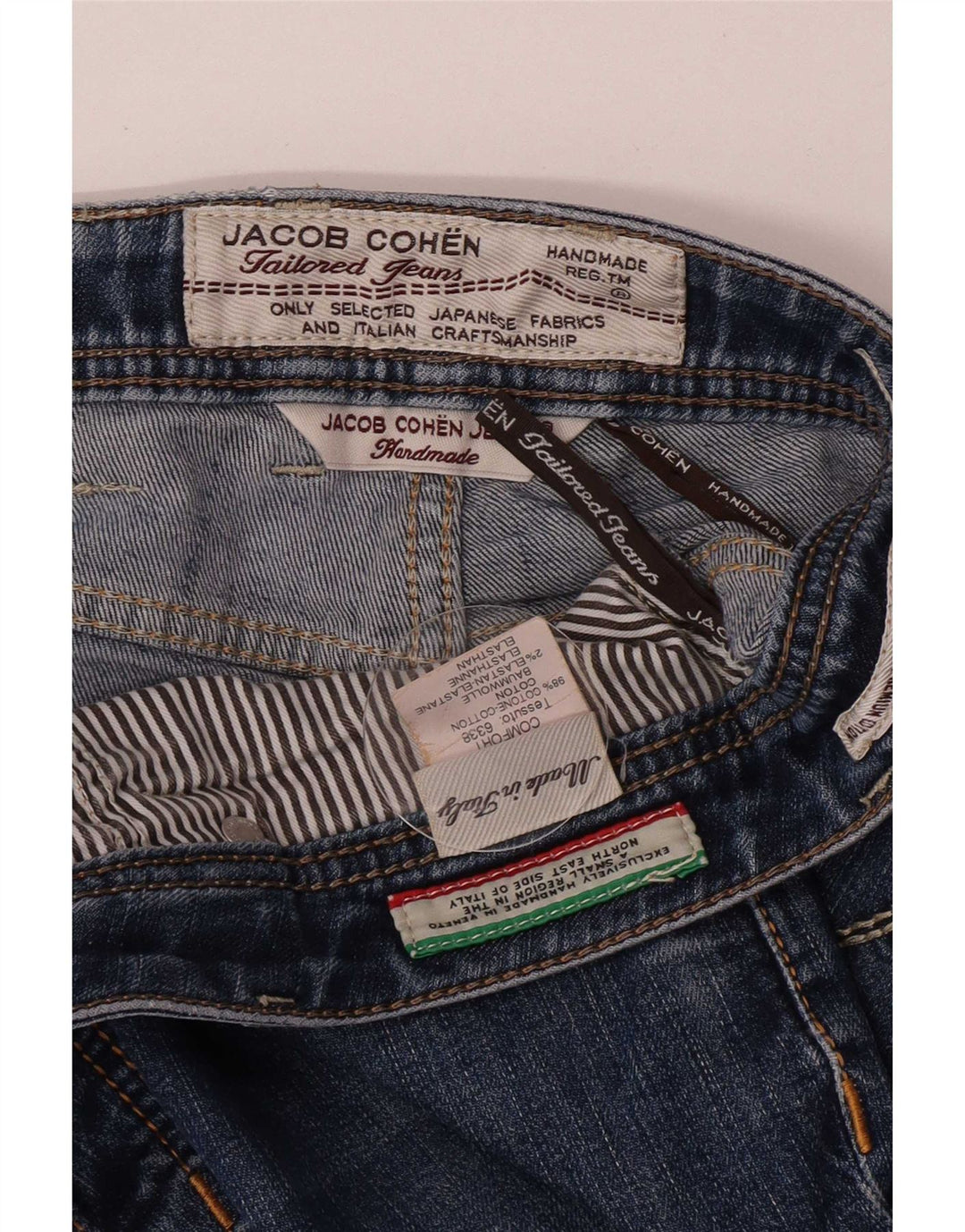 Jacob Cohen Jean slim fait main pour homme W35 L29 bleu coton