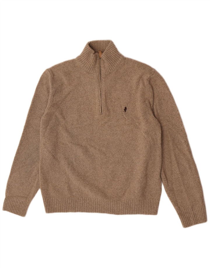 Marlboro Classics Pull à col zippé pour homme Grande laine beige